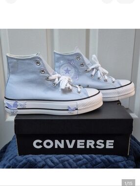Converse CTAS Lift High-Tops with Butterflies In Blue Supermoon, Size 8.5 W, NWT